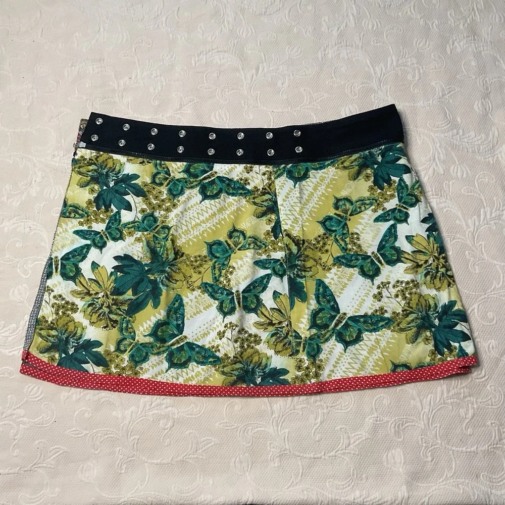 Zand Amsterdam Snap Reversible Wrap‎ Skirt Adjustable One Size Patchwork Grunge